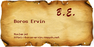 Boros Ervin névjegykártya